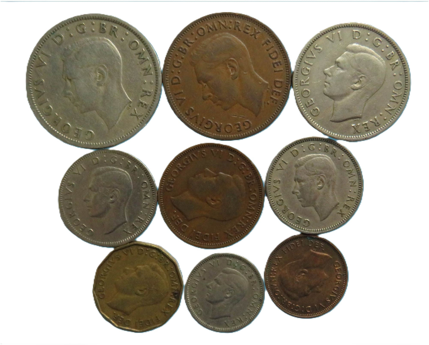 1949 Great Britain Coin Year Set, including Rare Threepence