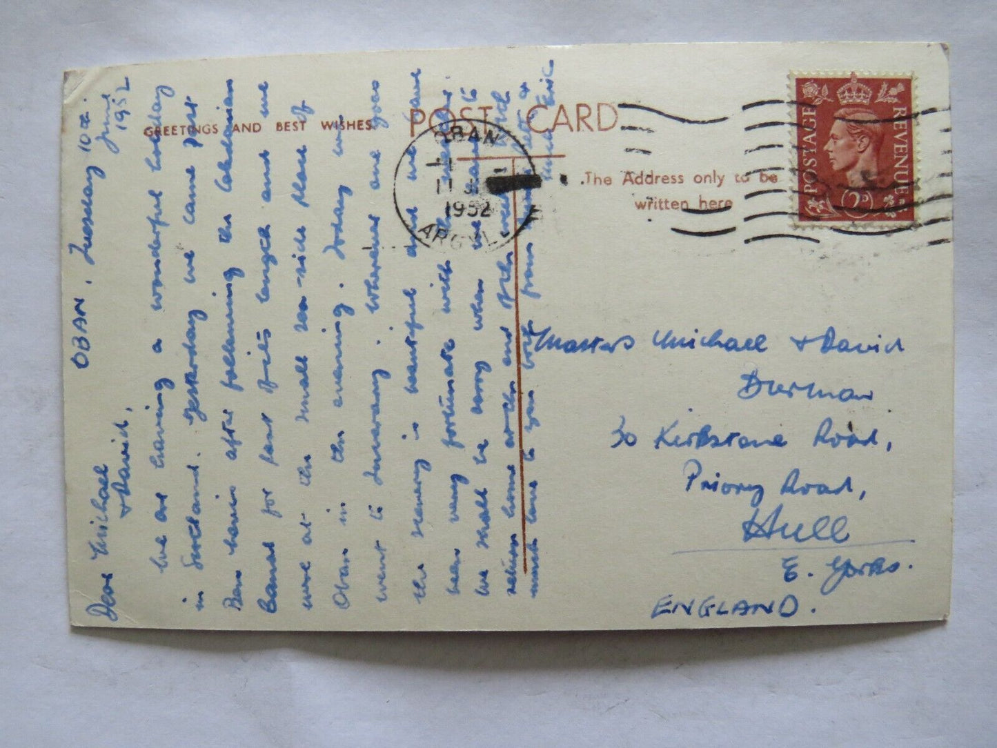 Old Postcard of Ben Nevis From The Caledonian Canal 1952 - Ref : 1005