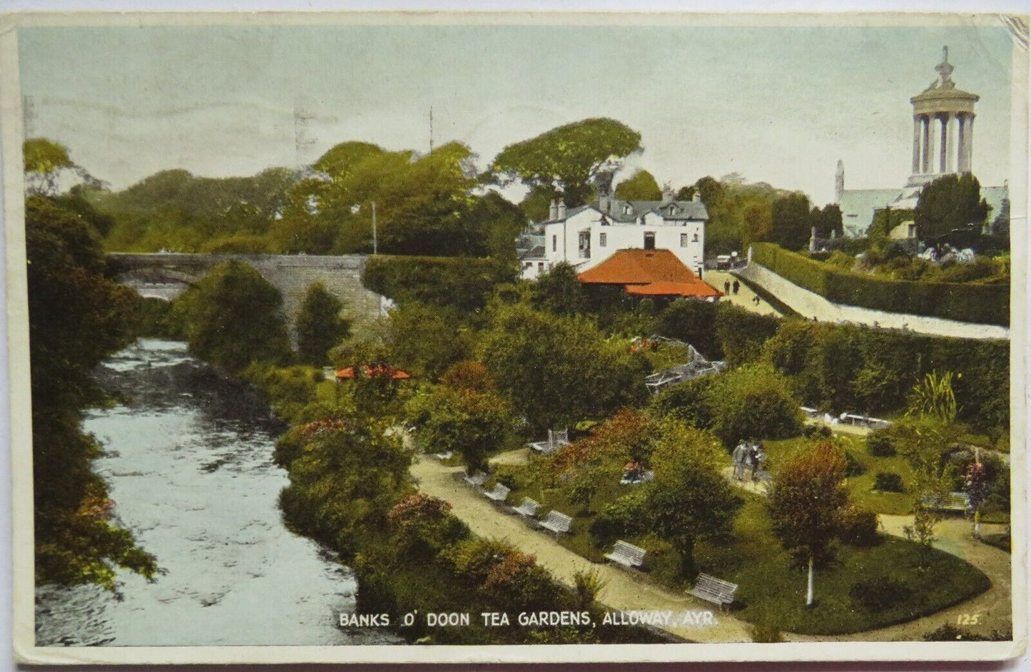 Old Postcard of Banks O' Doon Tea Garden, Alloway, Ayr 1938 - Ref : 1004