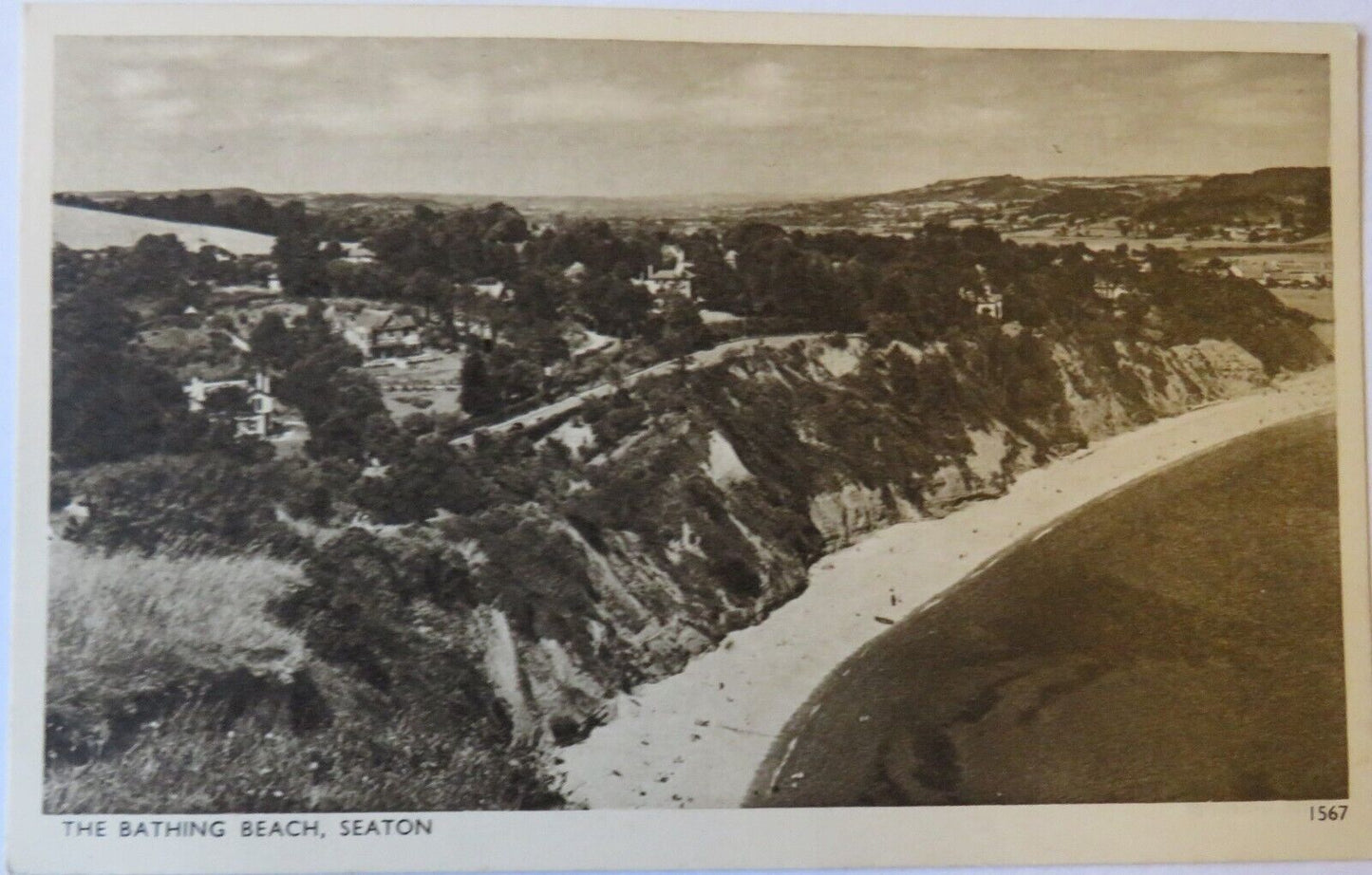 Old Postcard of The Bathing Beach, Seaton , Devon