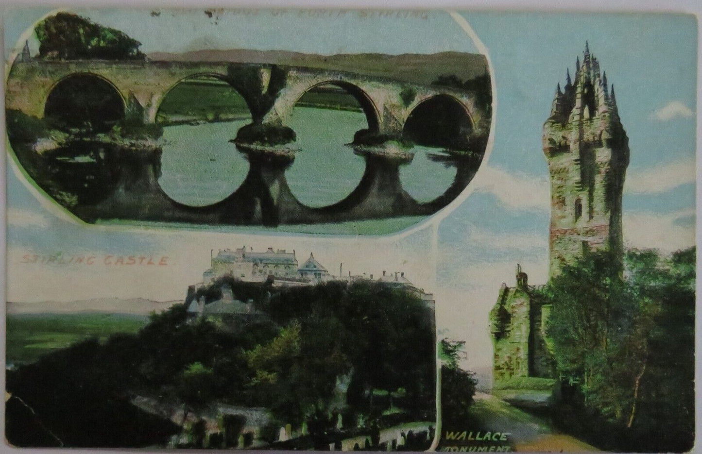 Old Antique Postcard Of Wallace Monument, Stirling Castle, Bridge - Ref : 1040