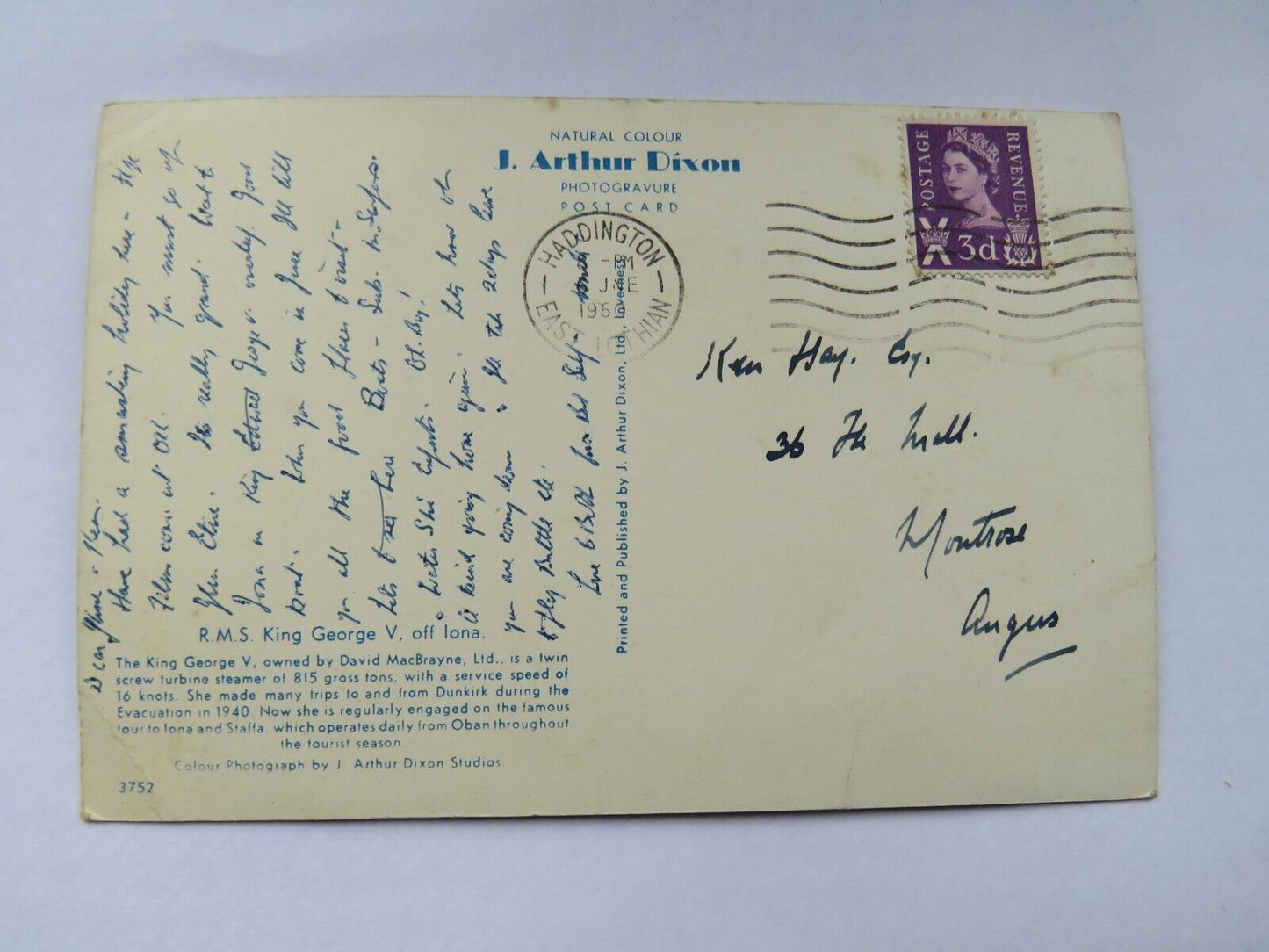 Vintage Postcard of R.M.S. King George V Off Iona - 1960