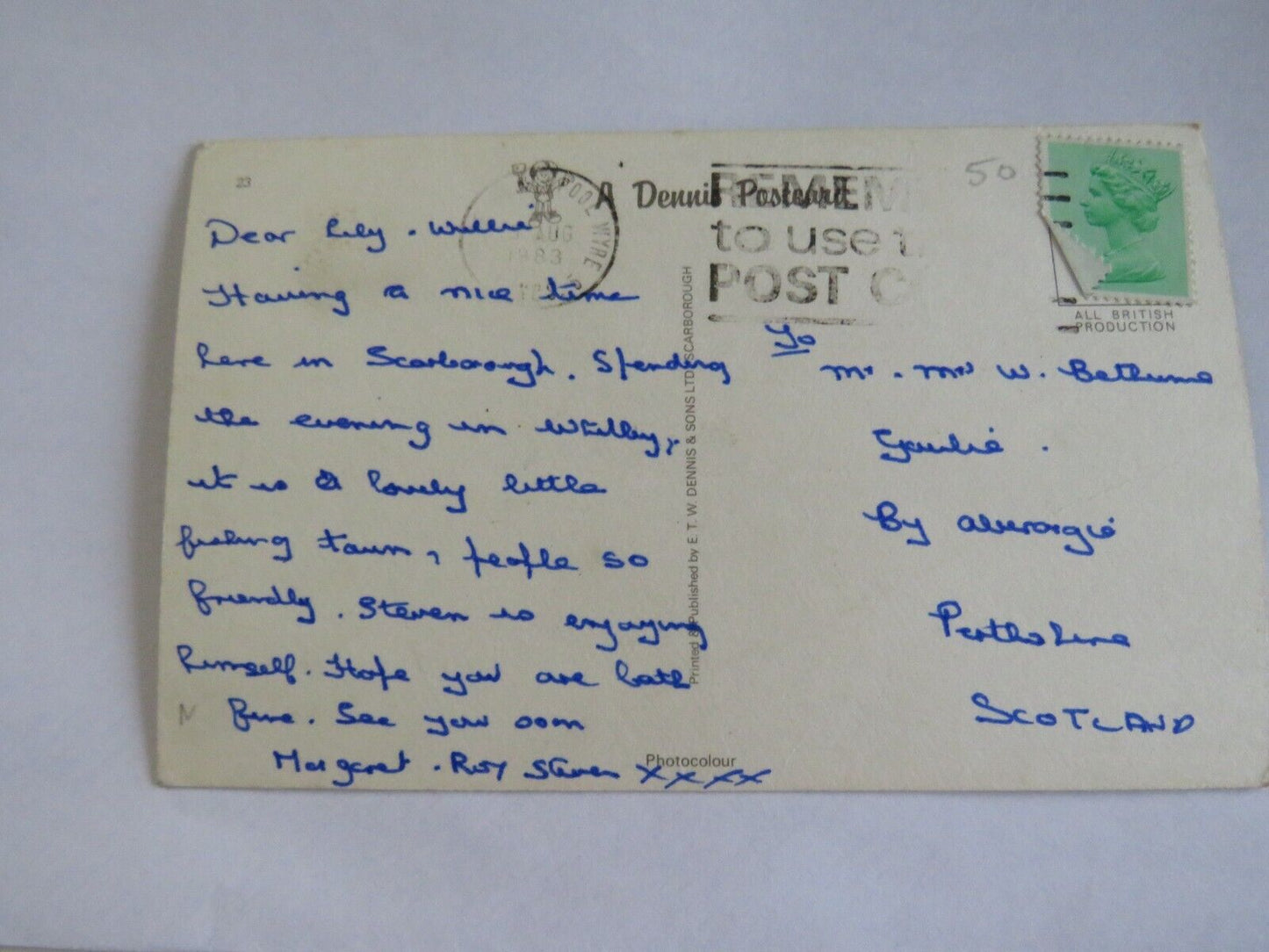 Old Vintage Postcard of Khyber Pass and Harbour, Whitby 1983 - Ref : 1038