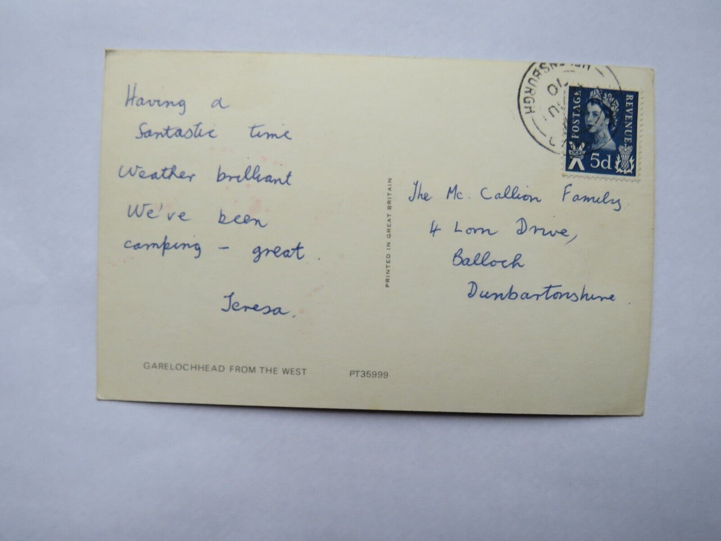 Old Postcard of Garelochhead from the West