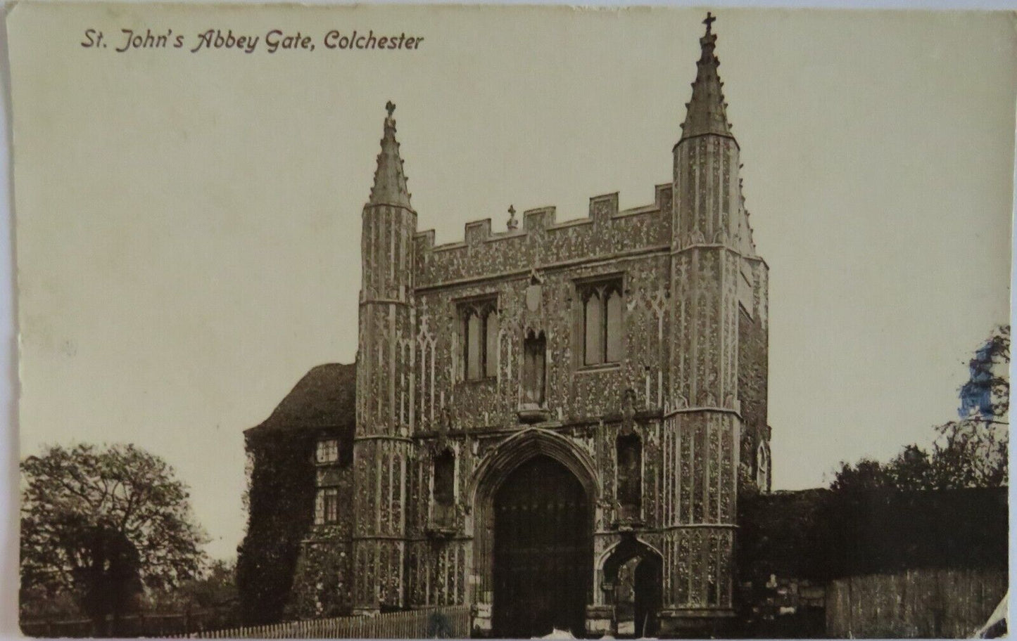 Old Antique Postcard of St John's Abbey Gate, Colchester 1918 - Ref : 1038