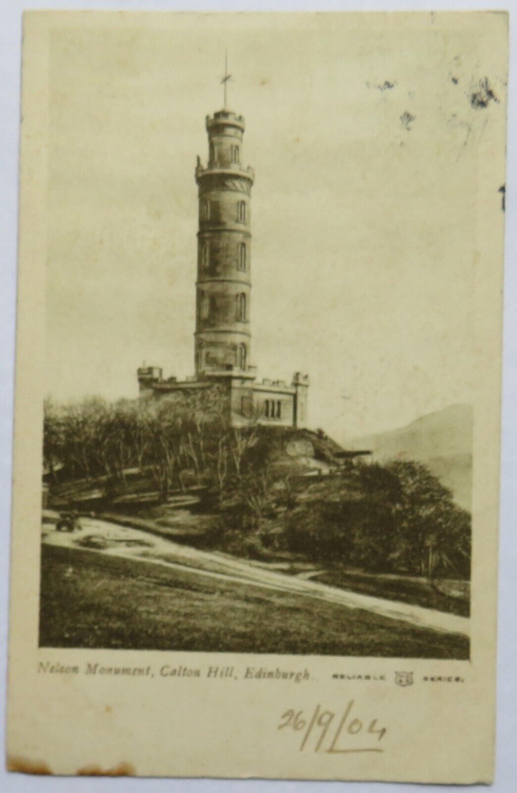 Old Postcard of Nelson Monument, Carlton Hill, Edinburgh, 1904