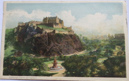 Old Postcard of Edinburgh Castle and Gardens 1946