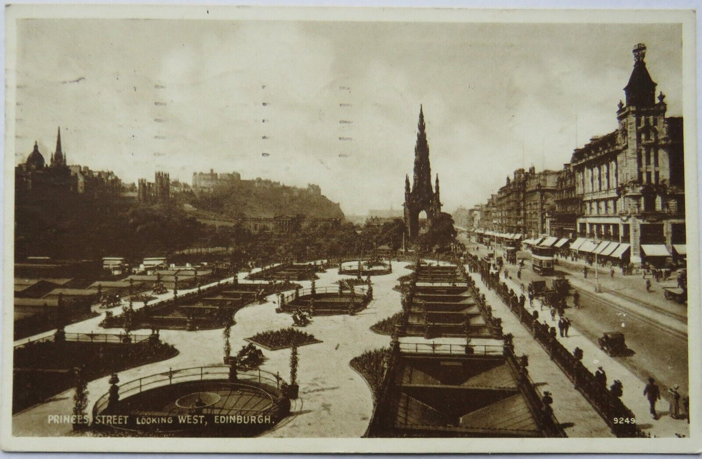 Old Postcard of Princes Street Looking West, Edinburgh, 1939