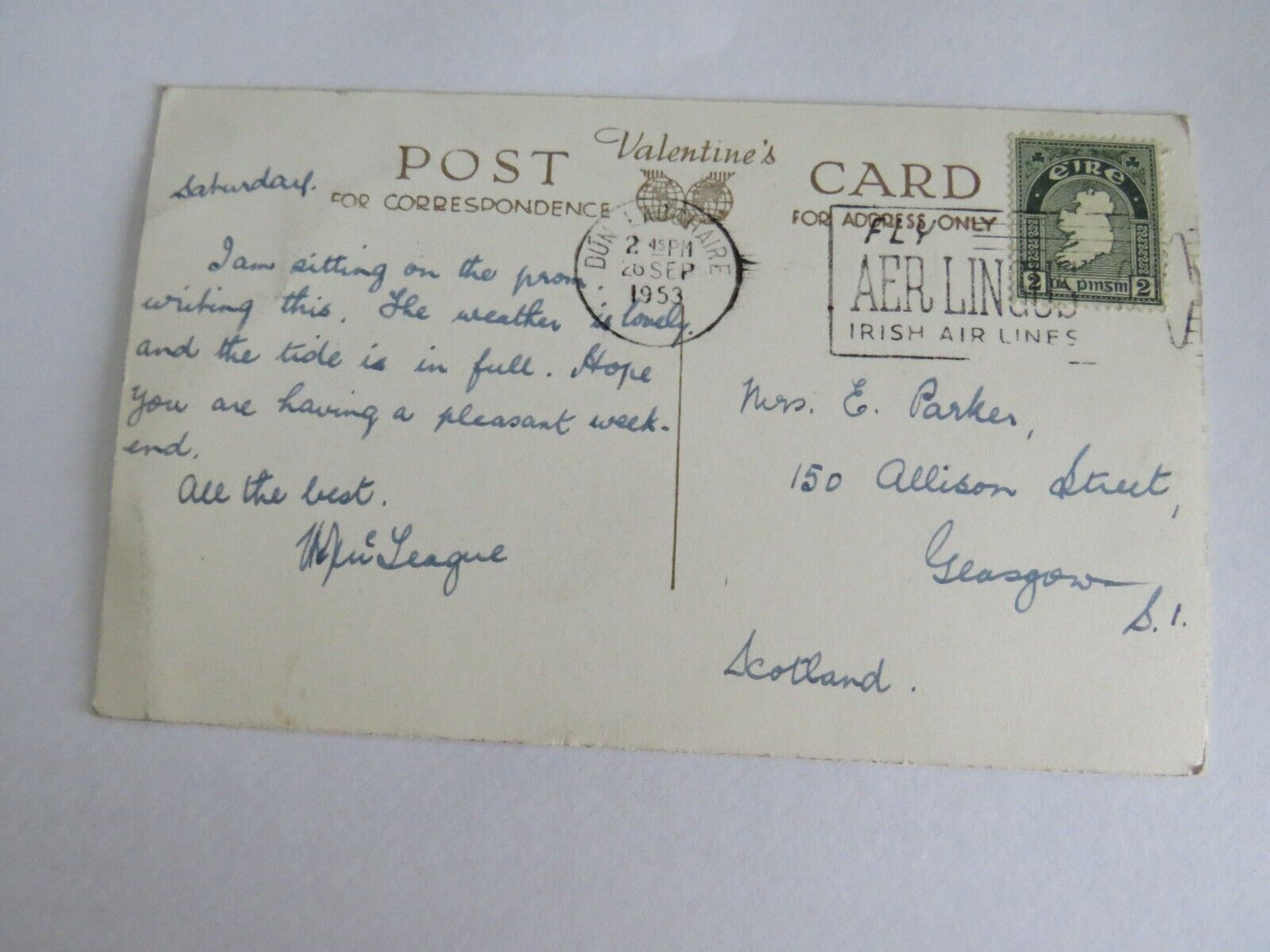 Old Postcard of Bray. Co Wicklow 1953 - Ref : 1016