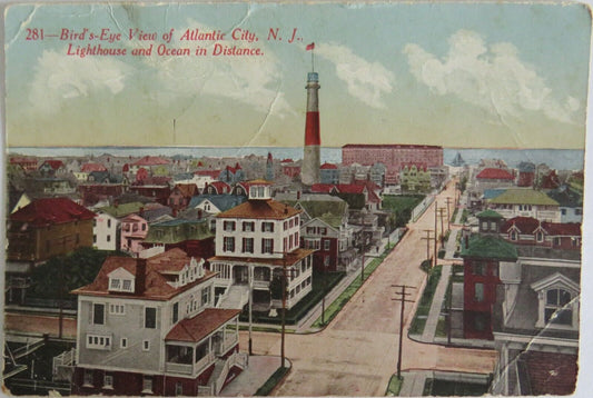 Old Postcard of Bird's-Eye View of Atlantic City N.J  - Ref : 1016