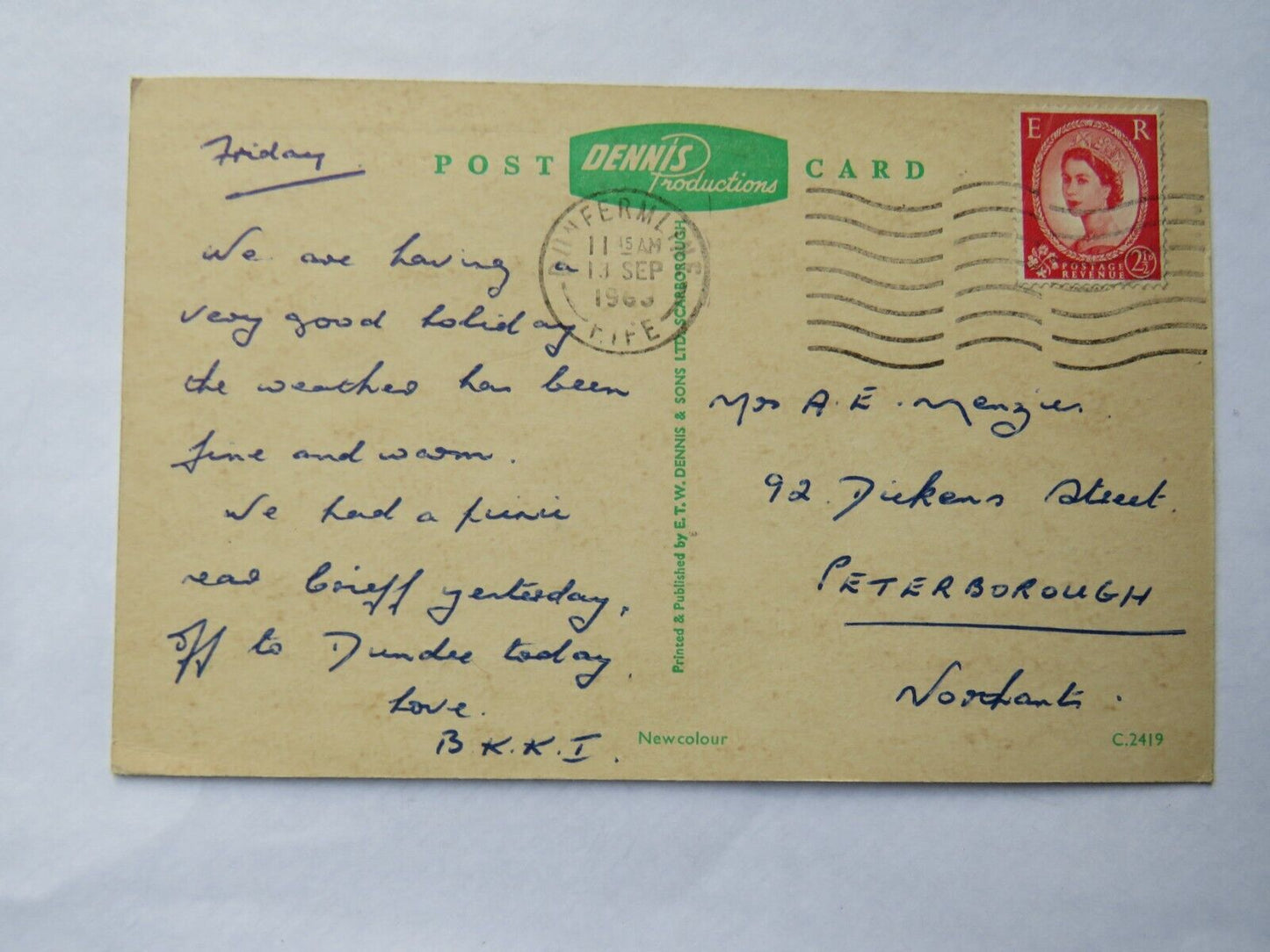 Old Multiview Postcard "Good Luck From Crieff" 1963