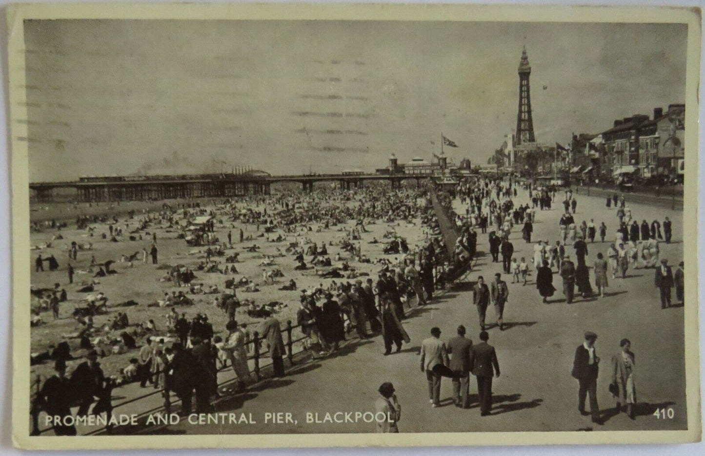 Old Antique Postcard of Promenade and Central Pier, Blackpool - Ref : 1039