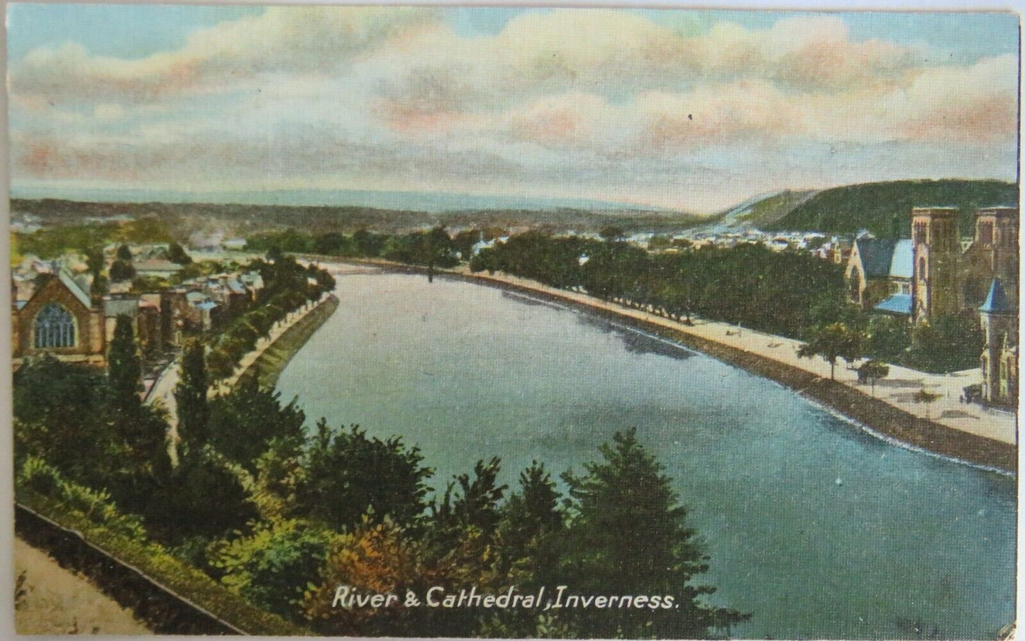 Old Postcard of River & Cathedral, Inverness - Ref : 1027