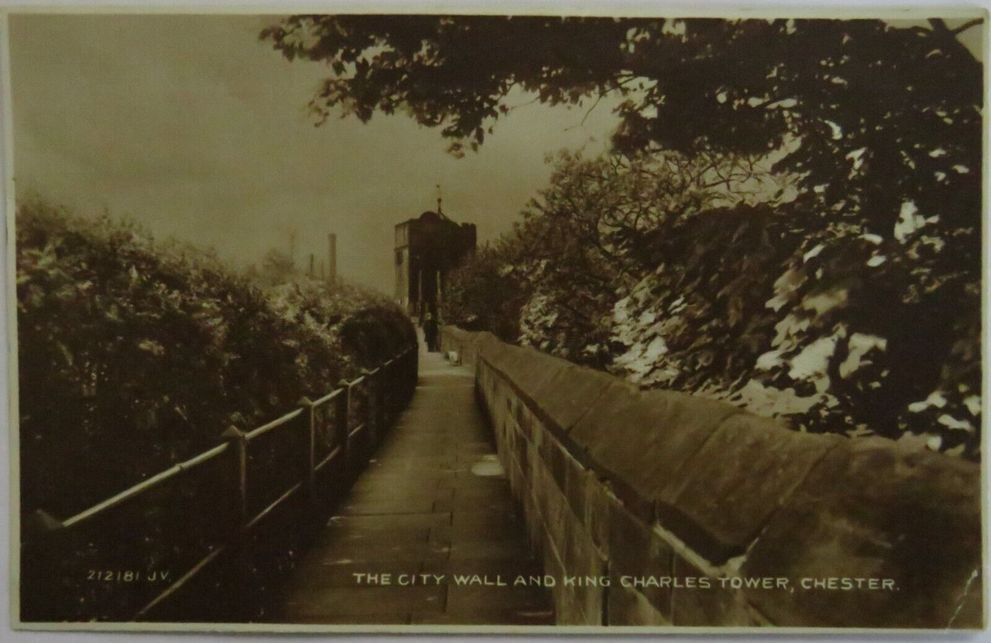 Old Antique Postcard of The City Wall and King Charles Tower Chester Ref : 1039
