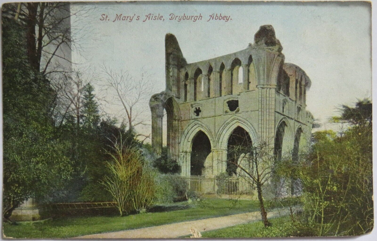 Old Postcard of St. Mary's Aisle, Dryburgh Abbey 1911 - Ref : 1010
