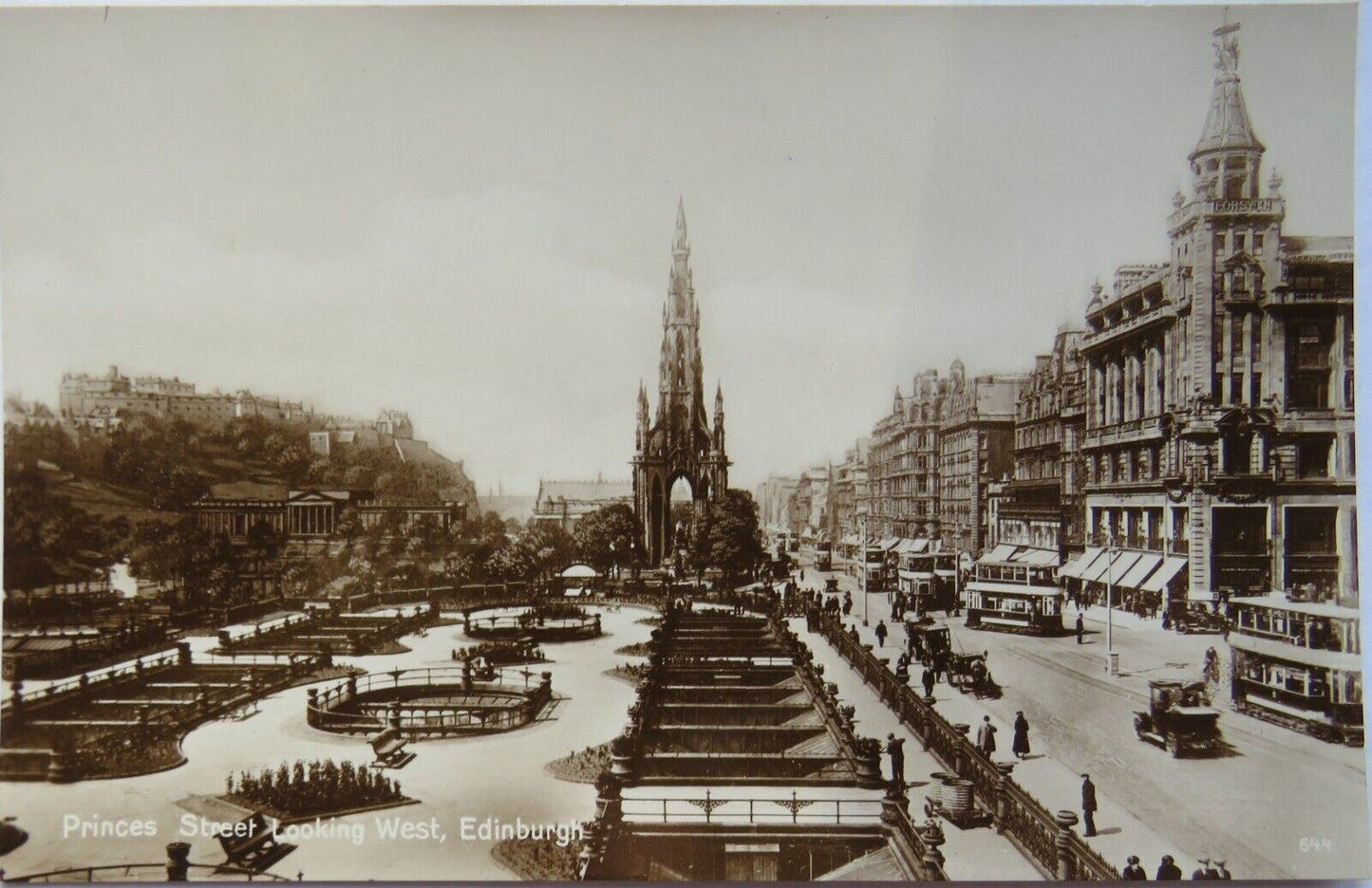 Old Postcard of Princes Street Looking West, Edinburgh, Unposted