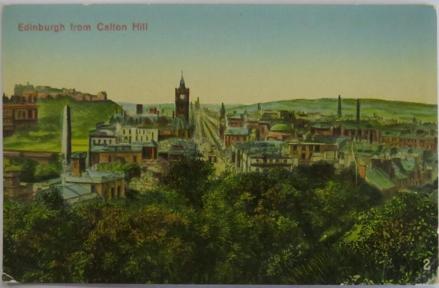 Old Antique Postcard Of Edinburgh From Calton Hill - Ref : 1040