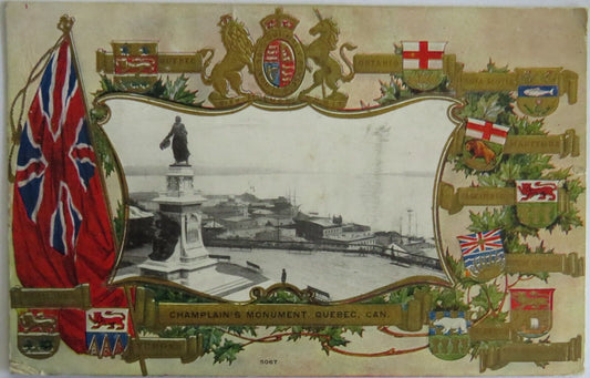 Old Postcard of Champlain's Monument Quebec Canada - Ref : 1041
