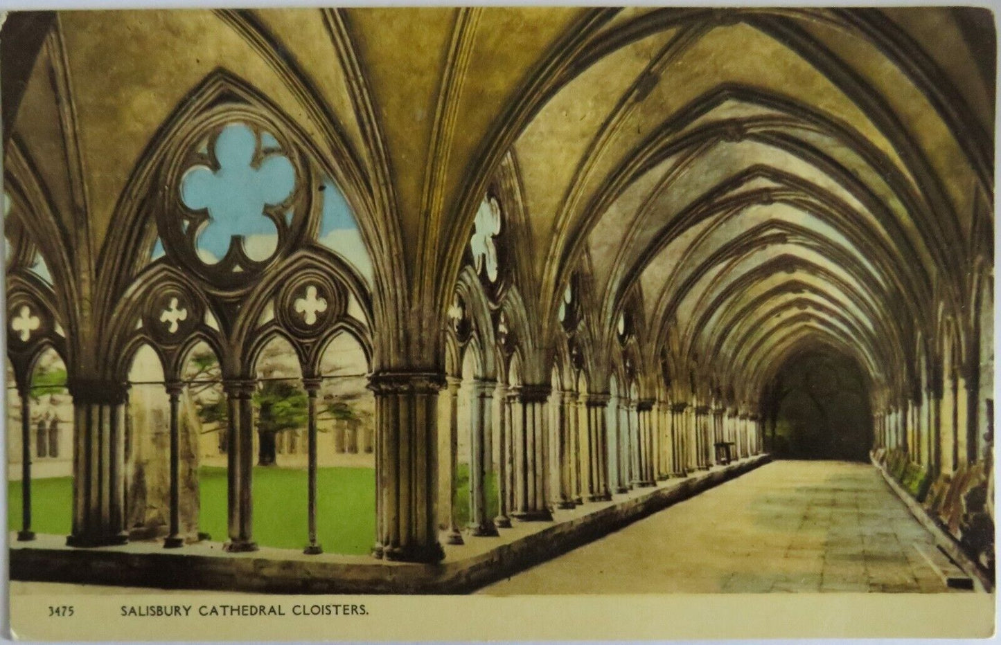 Old Postcard of Salisbury Cathedral Cloisters - Ref : 1042
