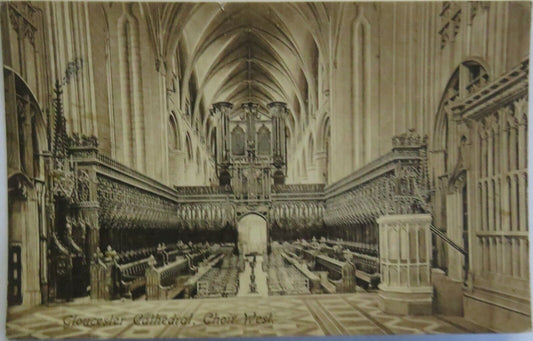 Old Postcard of Gloucester Cathedral, Choir West 1918- Ref : 1036
