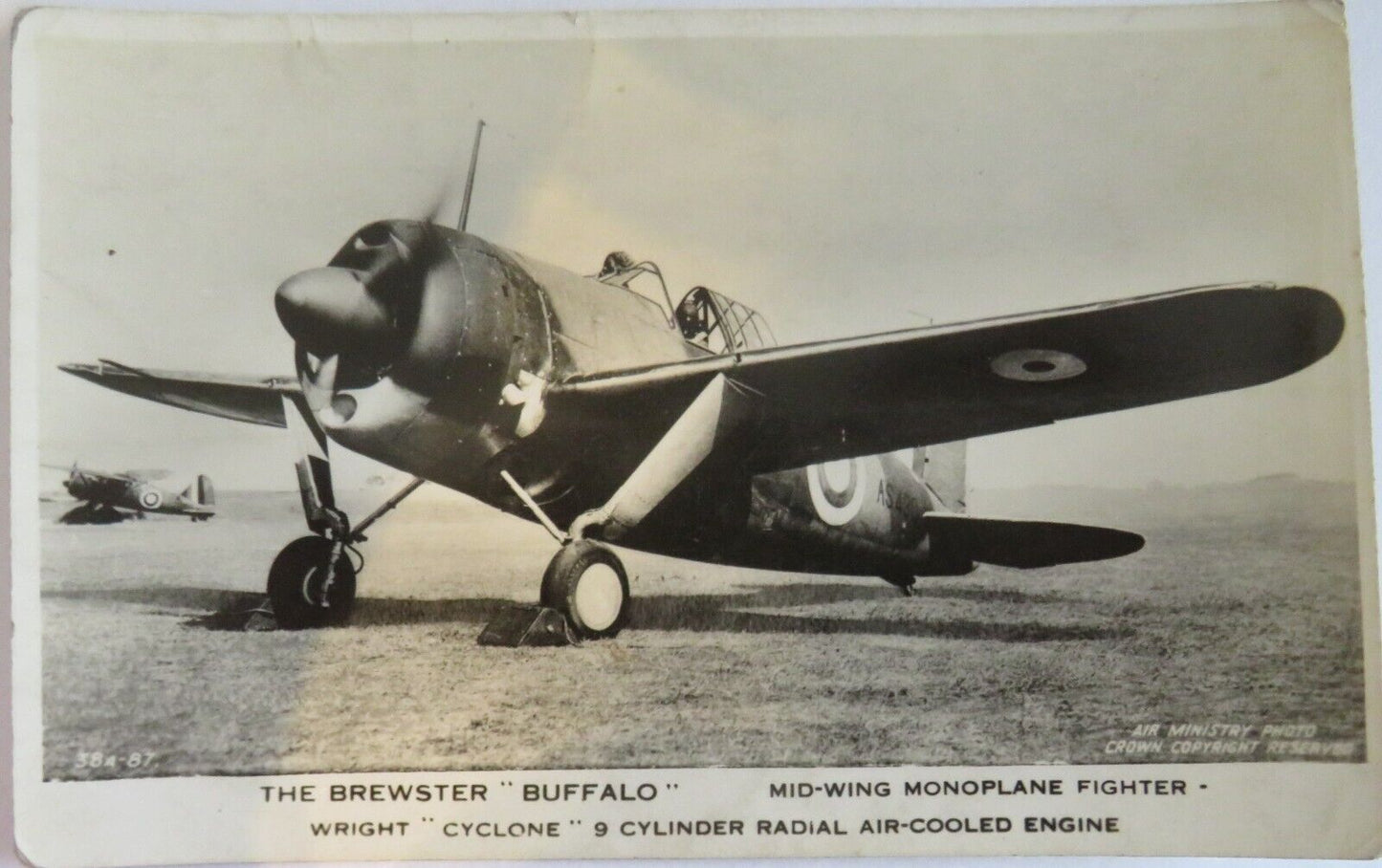 Old Postcard Of The Brewster "Buffalo" Mid-Wing Monoplane Fighter - Ref : 1014