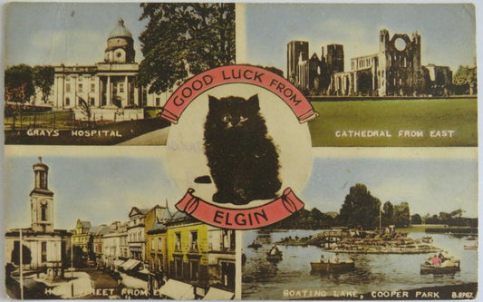 Old Postcard of Good Luck From Elgin 1954 - Ref : 1021