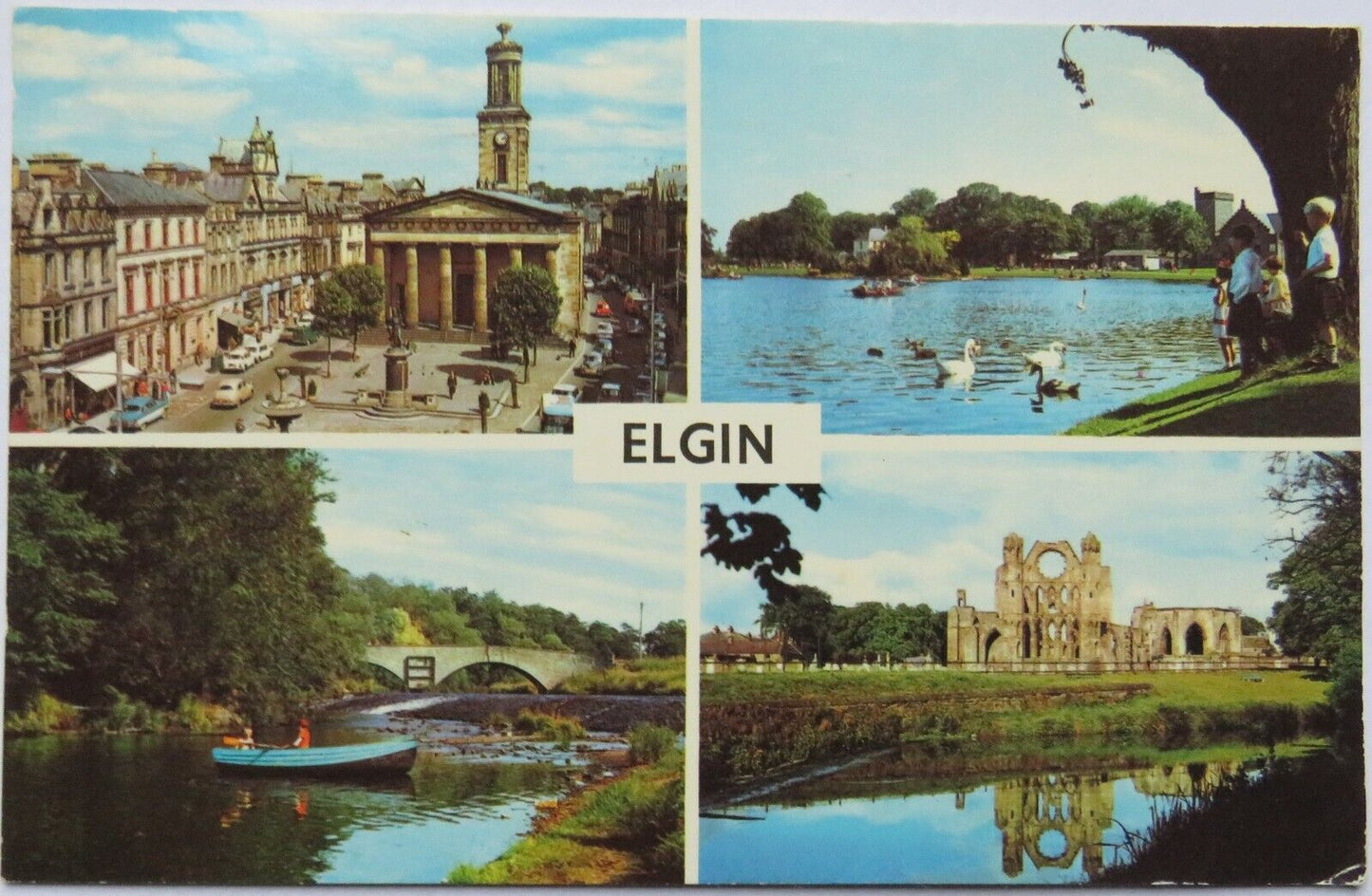 Old Multiview Postcard of Elgin, 1973