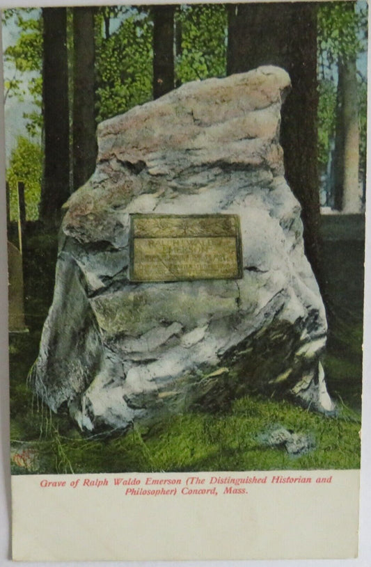 Old Postcard of Grave of Ralph Waldo Emerson Concord Mass - Ref  : 1018