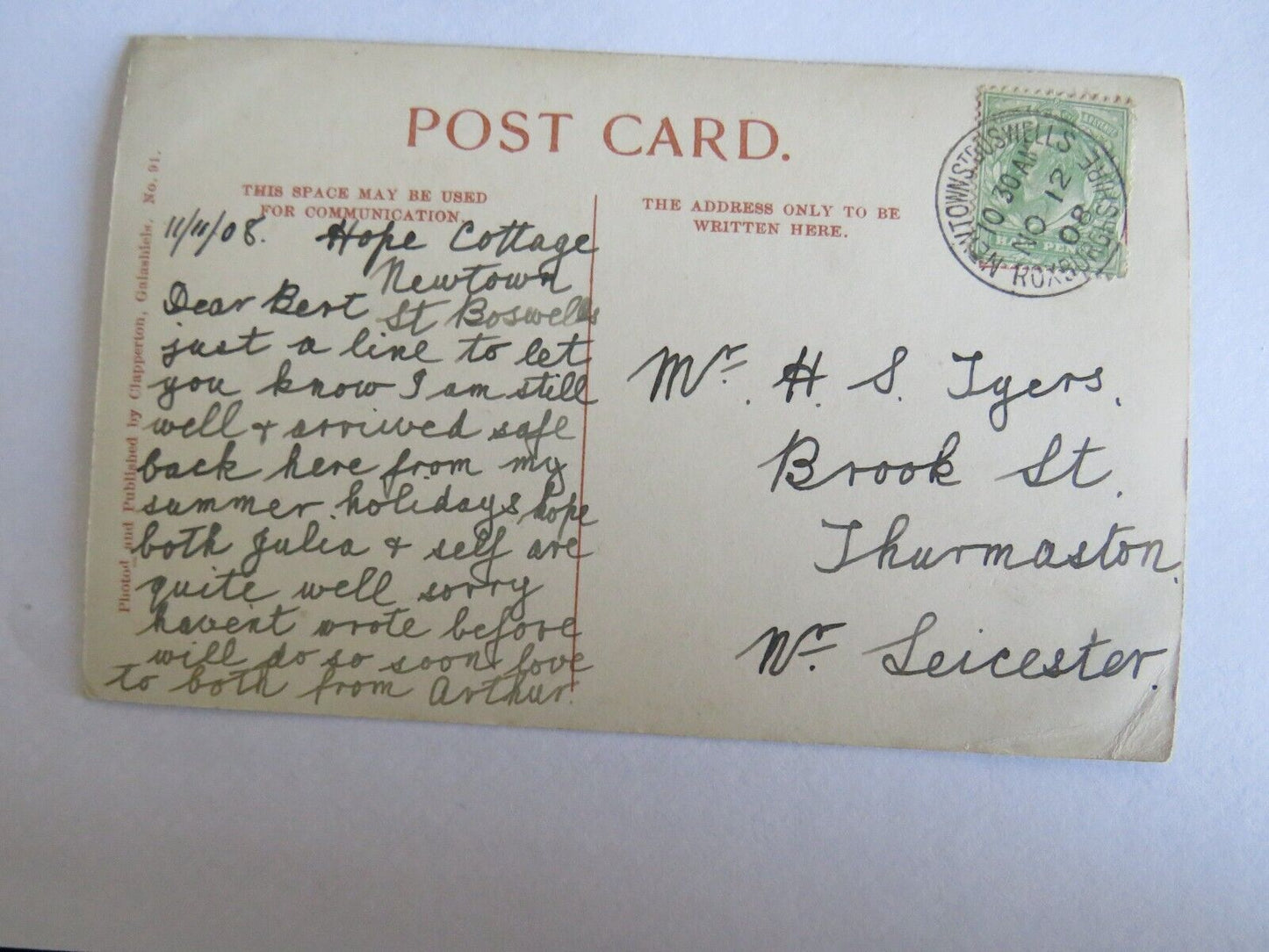 Old Postcard On The Leader At Drygrange Nr. Melrose 1908 - Ref : 1028