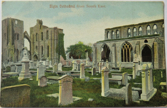 Old Postcard of Elgin Cathedral From South East