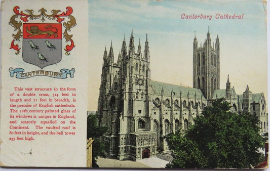 Old Postcard of Canterbury Cathedral 1906 - Ref : 1036