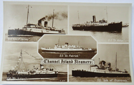 Old Postcard of Channel Island Steamers