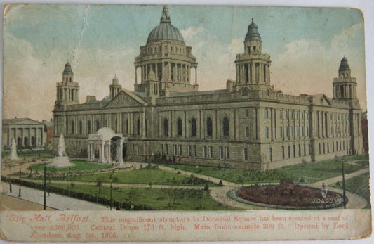 Old Postcard of City Hall,  Belfast 1907  - Ref : 1016
