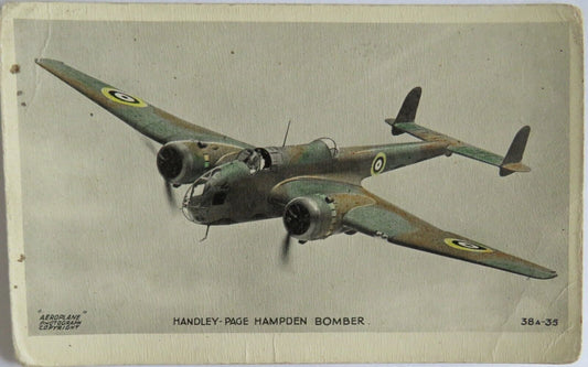 Old Postcard of Handley-Page Hampden Bomber  - Ref  : 1019