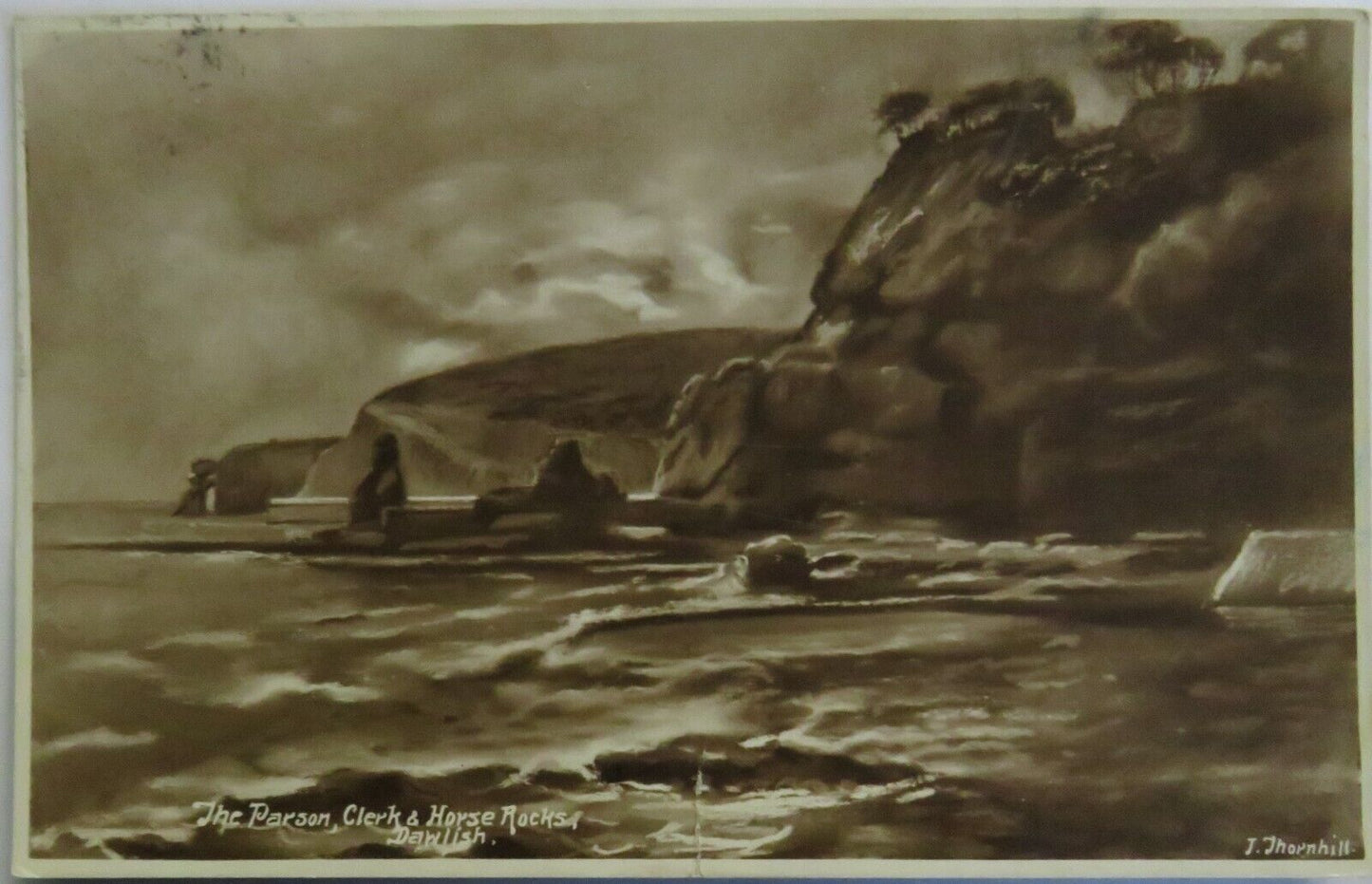 Old Postcard of The Parson, Clerk & Horse Rocks, Dawlish 1931 - Ref : 1036