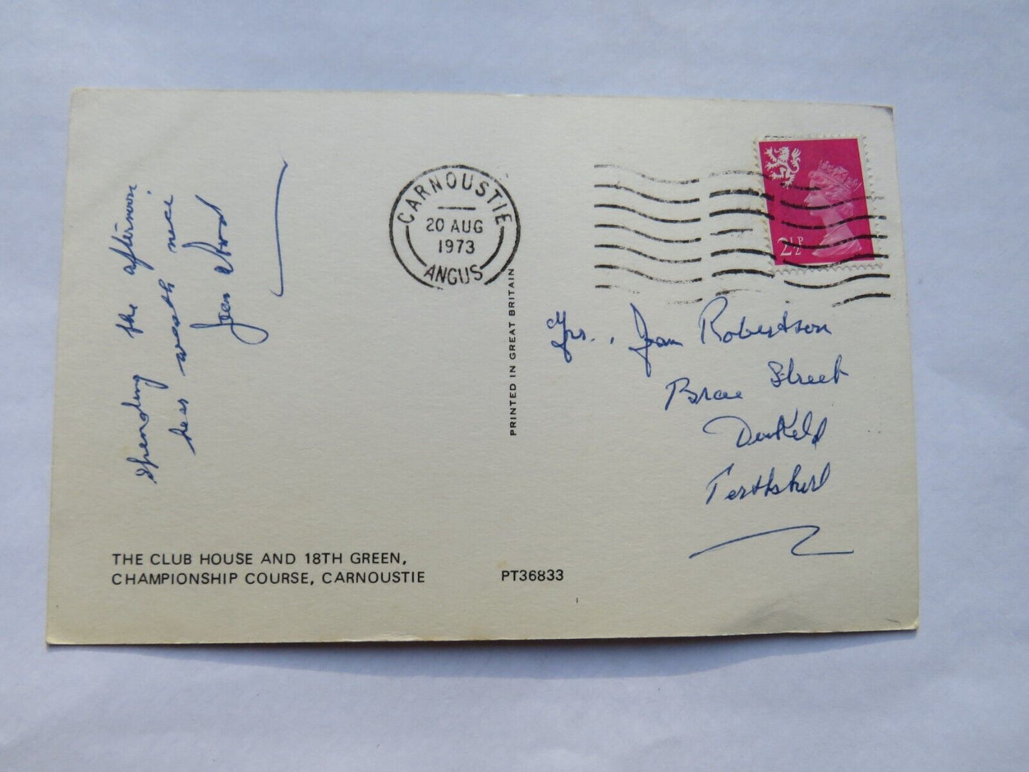 Old Postcard of The Club House and 18th Green, Championship Course, Carnoustie