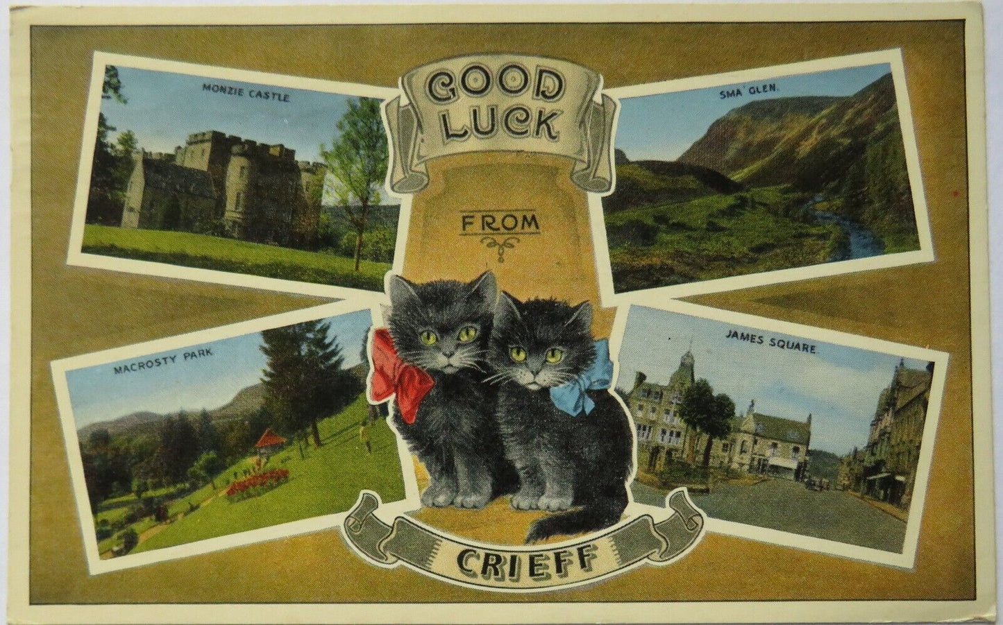 Old Multiview Postcard "Good Luck From Crieff" 1963