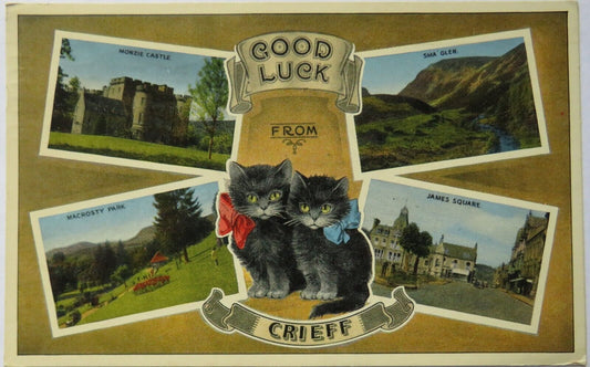 Old Multiview Postcard "Good Luck From Crieff" 1963