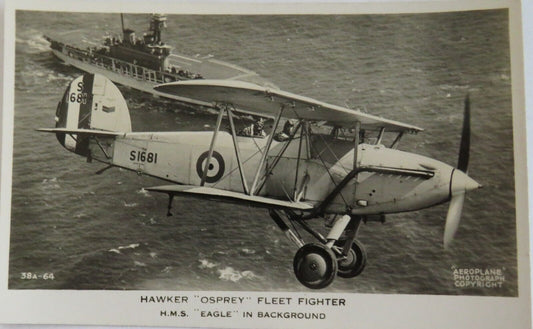 Old Postcard Of Hawker "Osprey" Fleet Fighter H.M.S. "Eagle"  - Ref : 1015