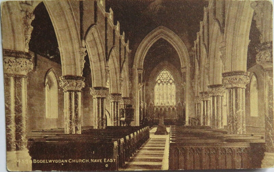 Old Postcard of Bodelwyddan Church, Nave East - Ref : 1011