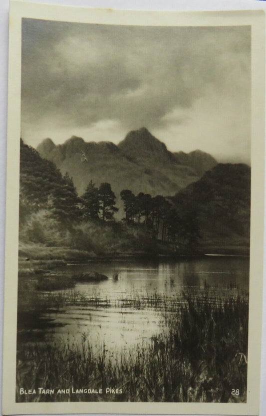 Old Postcard of Blea Tarn and Langdale Pikes