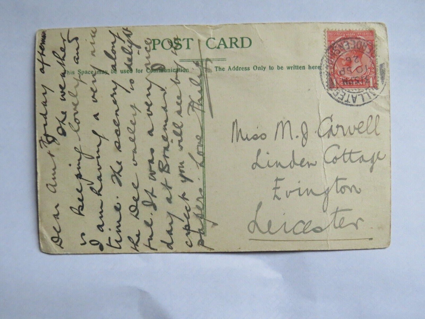 Old Postcard of Balmoral Castle 1926 - Ref : 1012