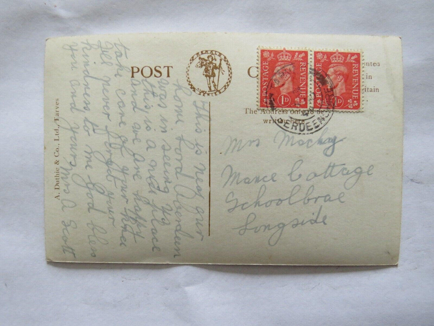 Old Postcard of The Monument Ythsie Memory of Earl of Aberdeen - Ref : 1006