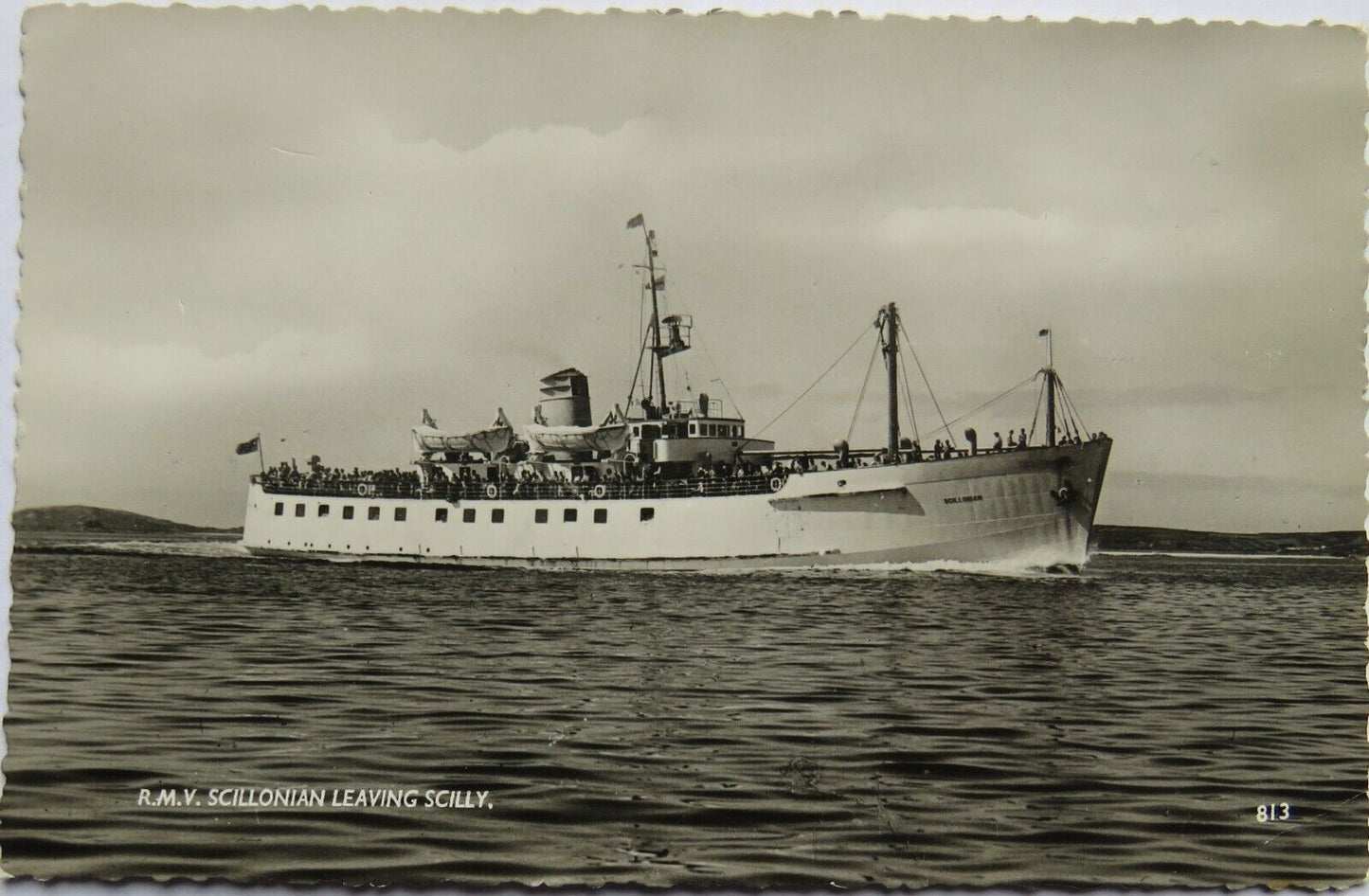 Old Postcard of R.M.V Scillonian Leaving Scilly, 1960