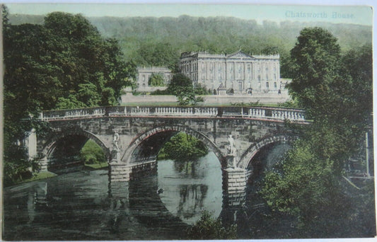 Old Postcard of Chatsworth House 1908 - Ref : 1025