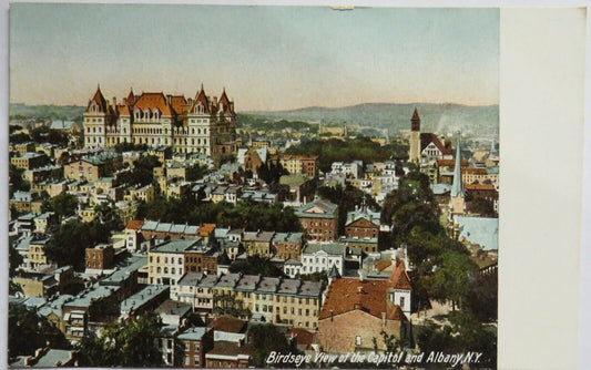 Old Postcard of Birdseye View of the Capital and Albany N.Y. - Ref : 1010