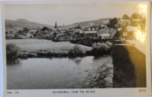 Old Postcard of Crickhowell From The Bridge 1973