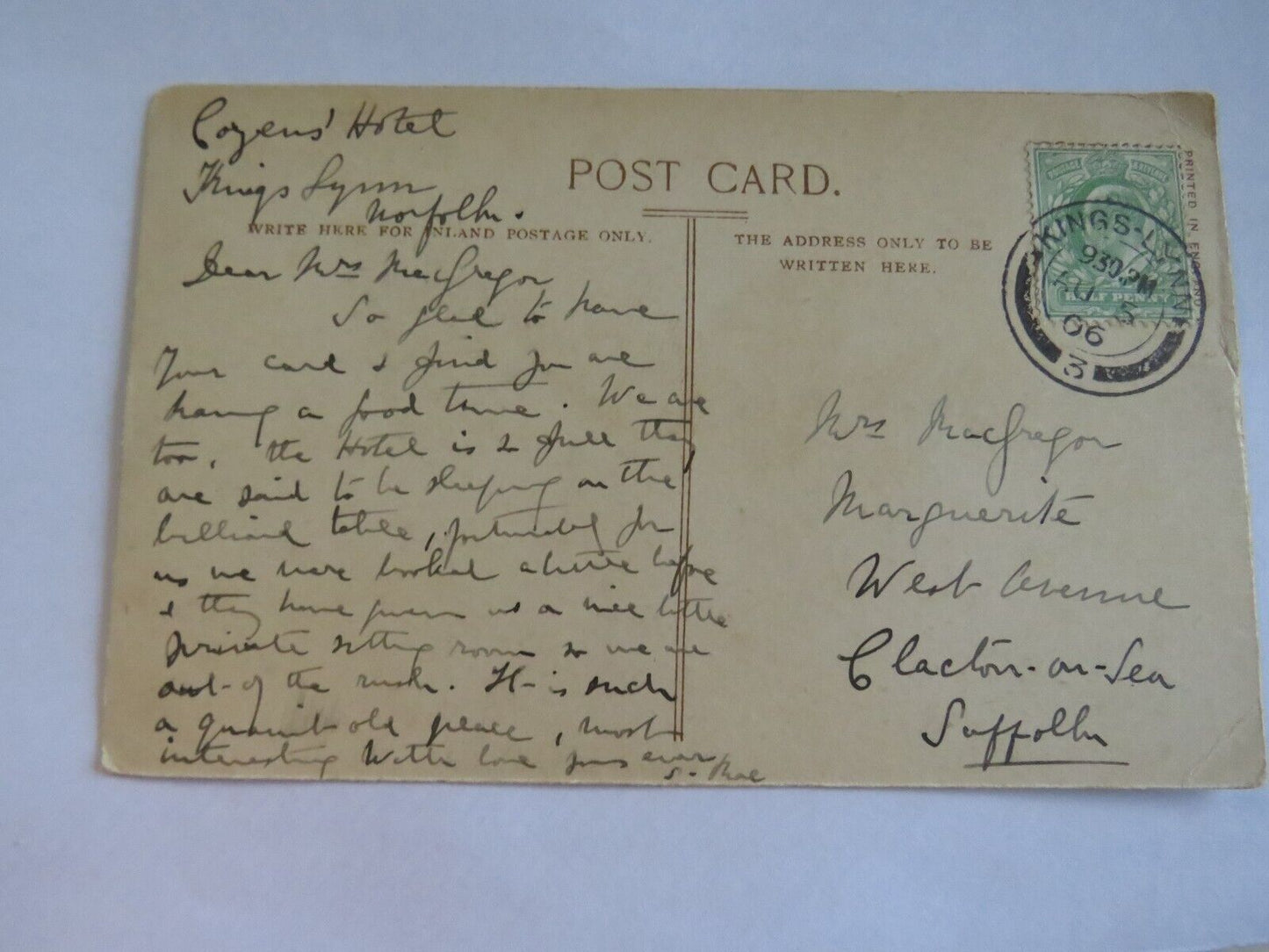 Old Antique Postcard of Sandringham Gates, Norfolk 1906 - Ref : 1038