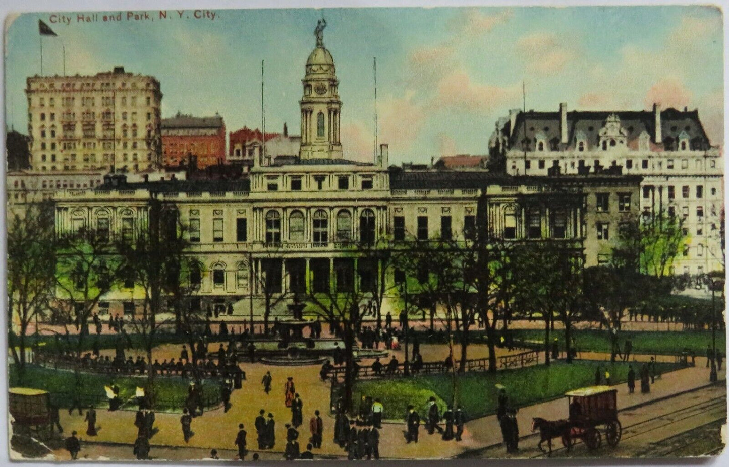 Old Postcard of City Hall and Park new York City -  Ref : 1013