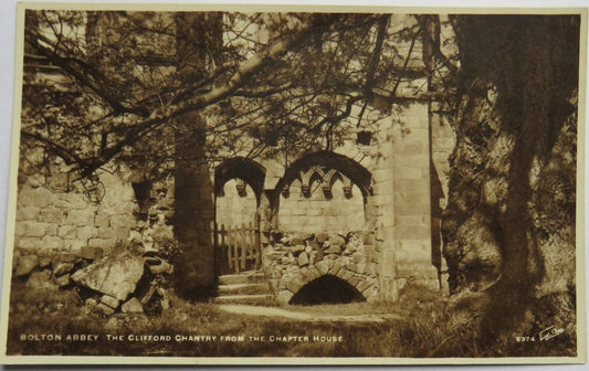 Old Postcard of Bolton Abbey, The Clifford Chantry from the Chapter House